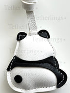 Panda Vegan Leather bag Charm, Handmade Animal Bag Charm, Leather Handbag Purse Key Chain, Cute Keychain
