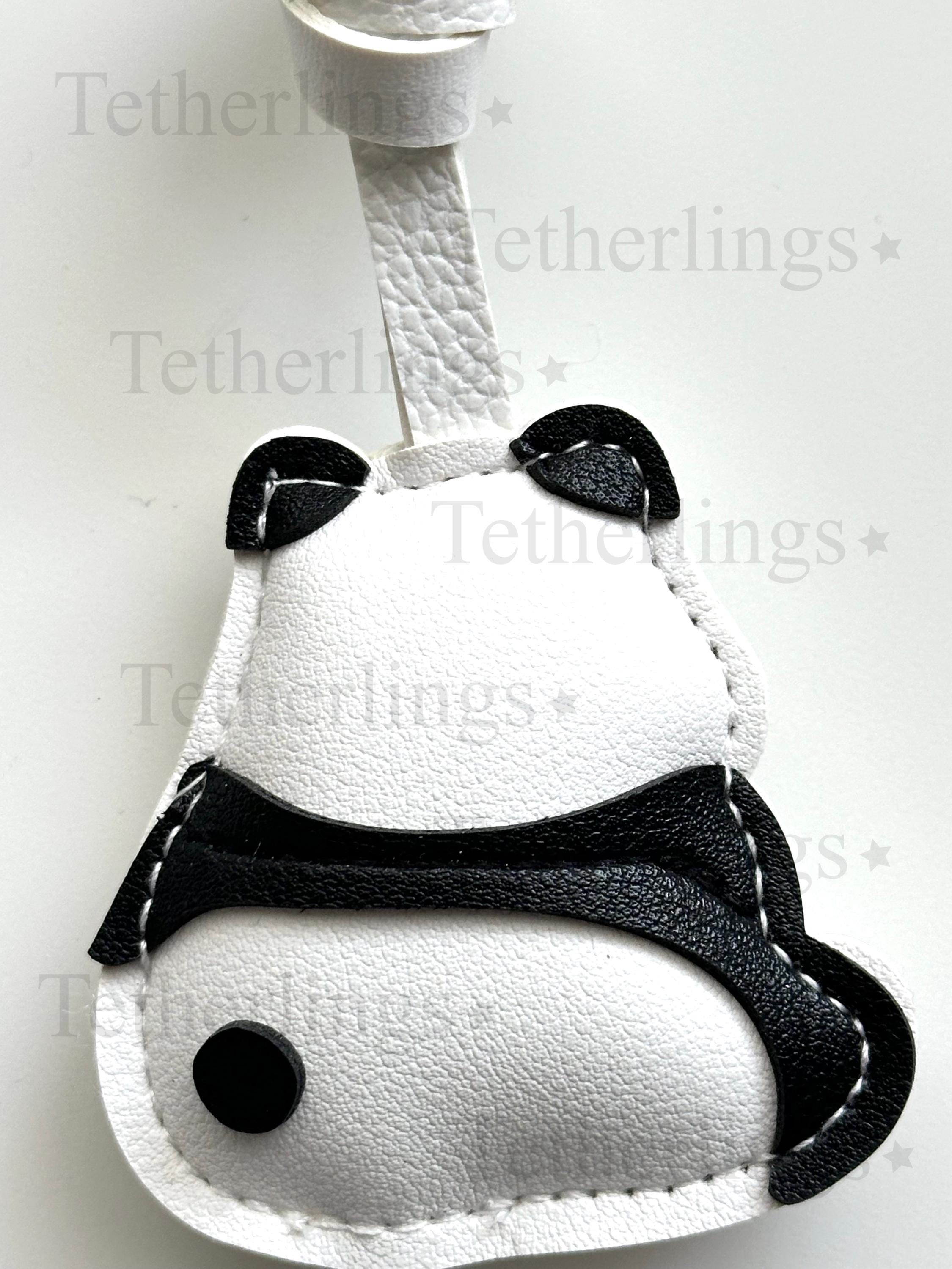 Panda Vegan Leather bag Charm, Handmade Animal Bag Charm, Leather Handbag Purse Key Chain, Cute Keychain
