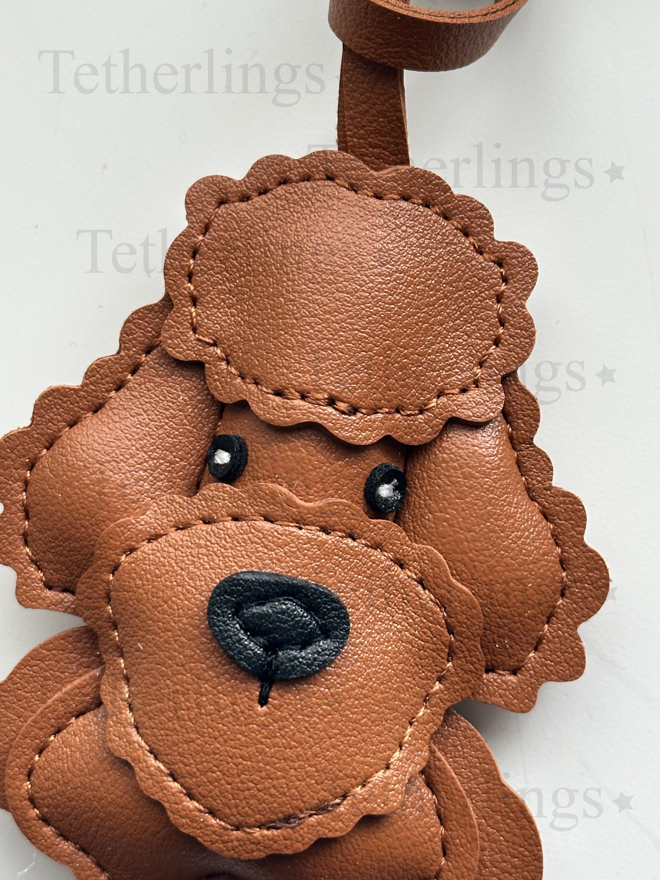 Brown Poodle Dog Vegan Leather bag Charm