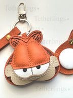 Orange Cat Handmade Genuine Leather bag Charm and Airtag holder