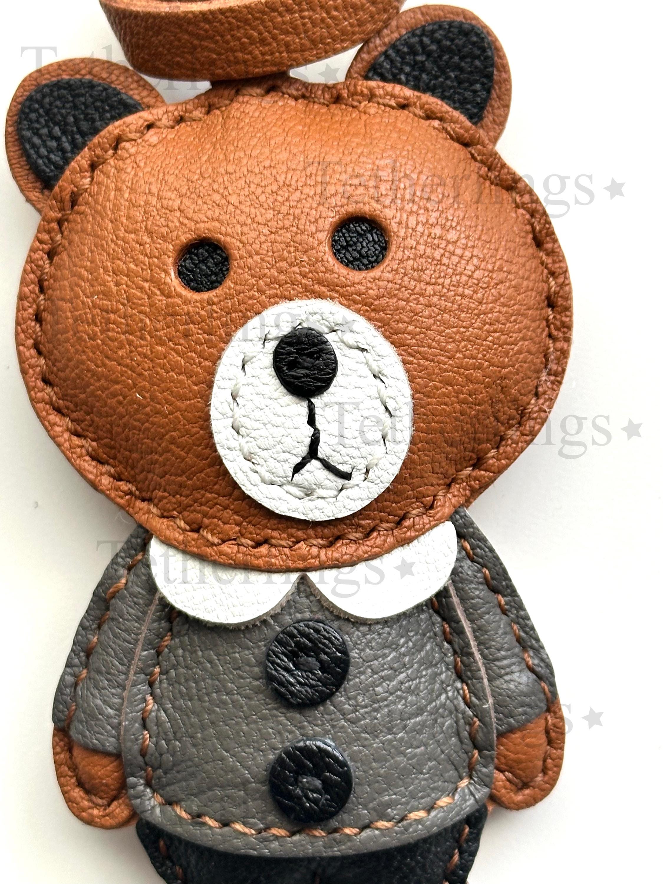Cute Bear Handmade Genuine Leather Bag Charm