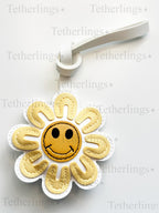 Happy Face Daisy Handmade Vegan Leather Bag Charm
