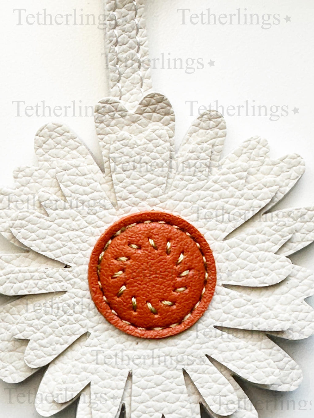 Daisy Flower Handmade Vegan Leather Bag Charm
