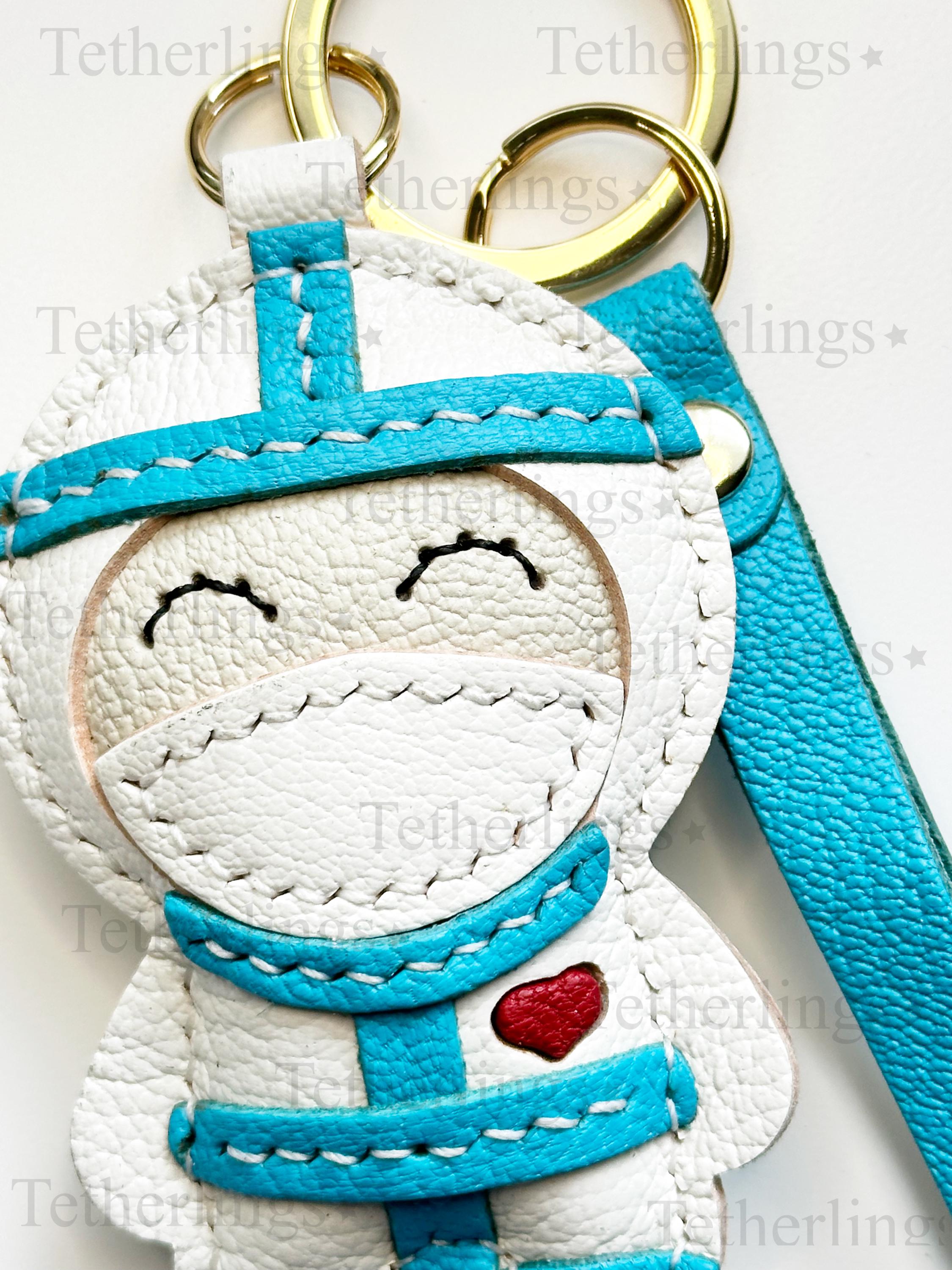 Healthcare Worker Nurse Doctor Handmade Genuine Leather Bag Charm Keychain