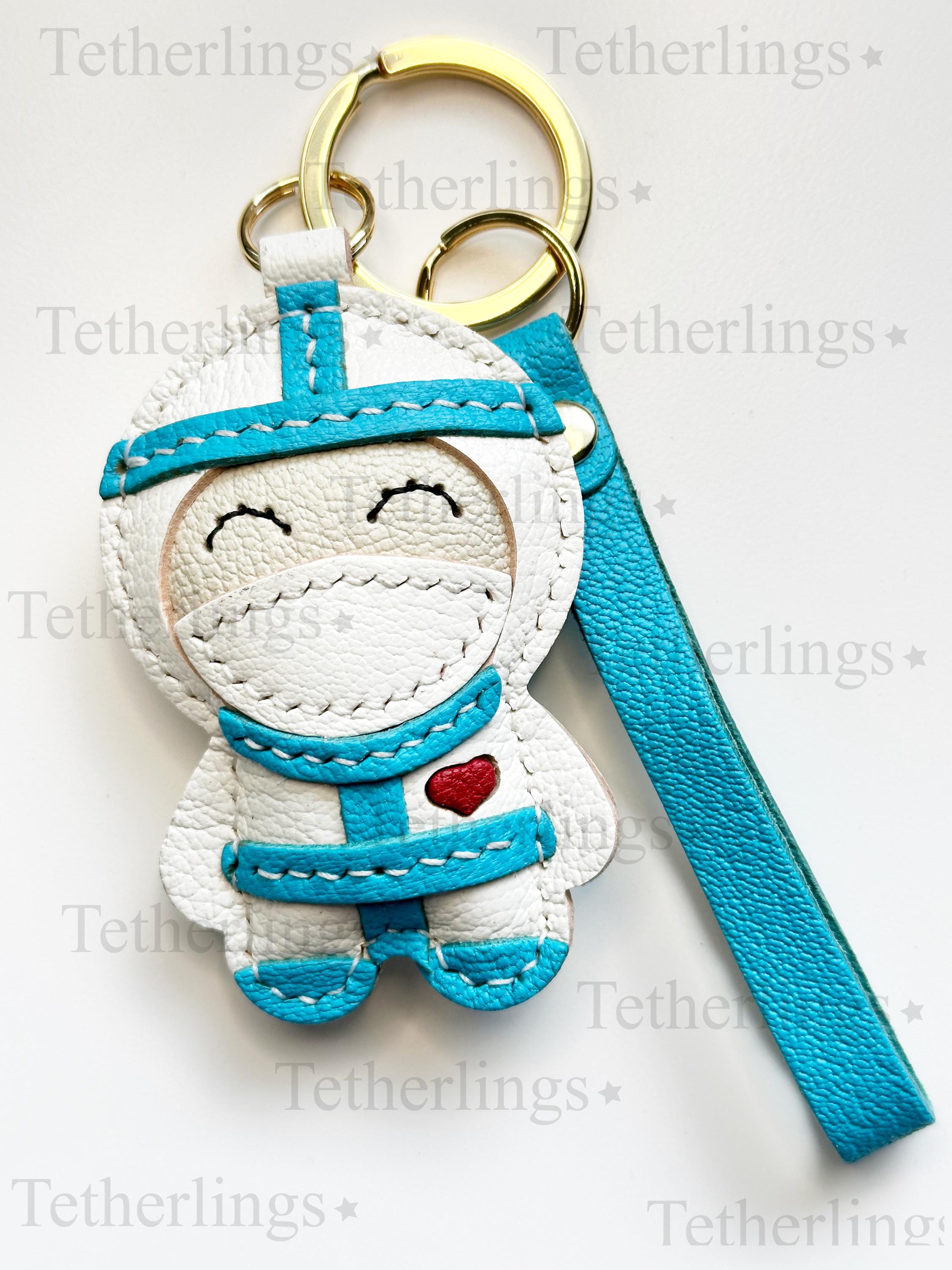 Healthcare Worker Nurse Doctor Handmade Genuine Leather Bag Charm Keychain