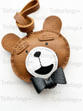 Teddy Bear Head Genuine Leather Bag Charm