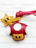 Magic Mushroom Cartoon Star Handmade Genuine Leather Bag Charm