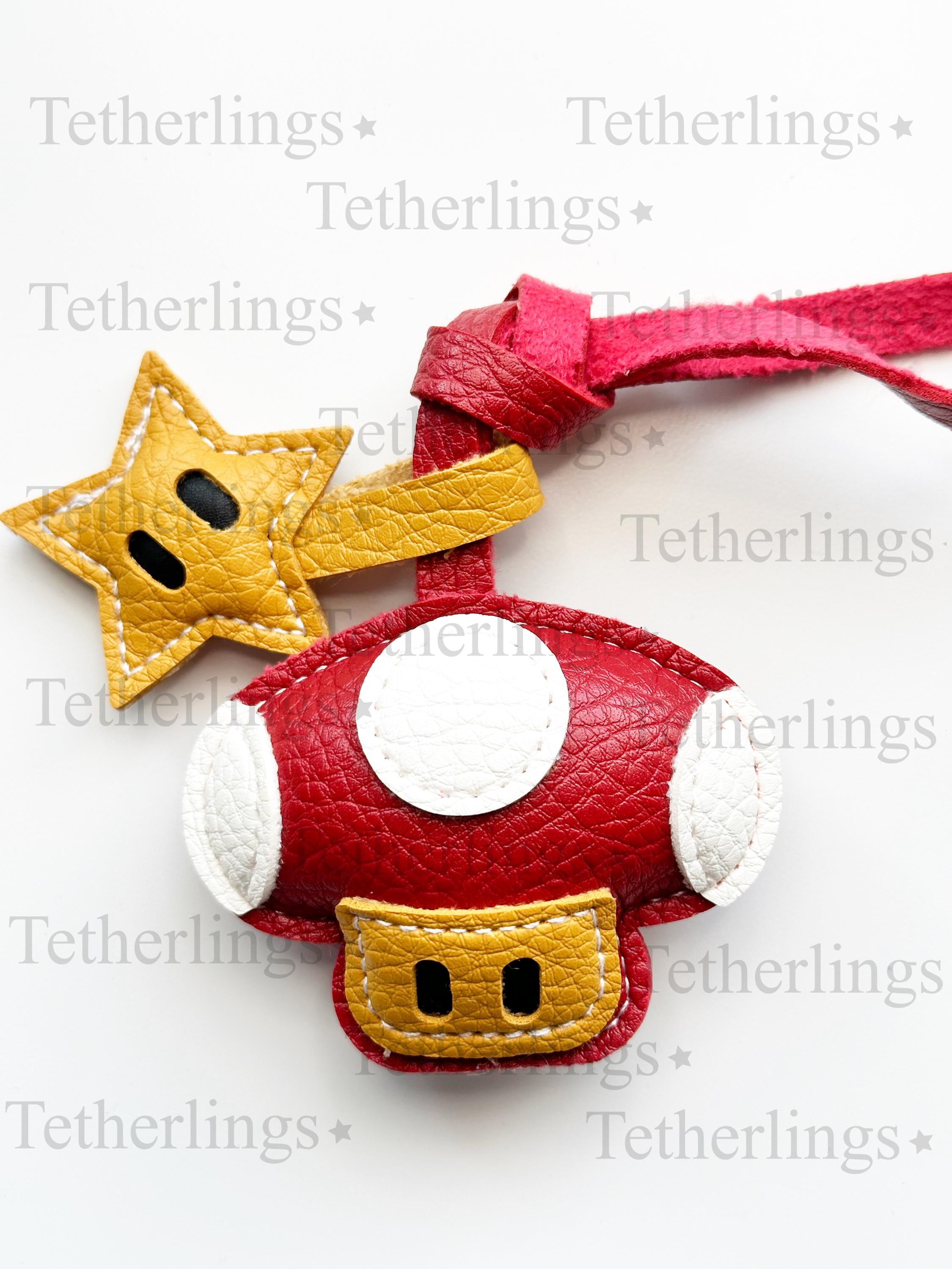 Magic Mushroom Cartoon Star Handmade Genuine Leather Bag Charm