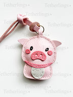Piggies Piglet Pig Cute Handmade Genuine Leather Charm
