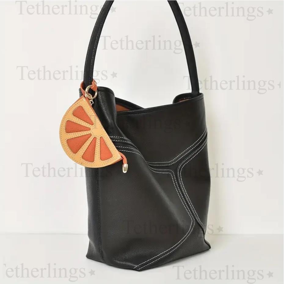 Orange Slice ZipperPpurse Vegan Leather bag Charm