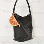 Orange Slice ZipperPpurse Vegan Leather bag Charm