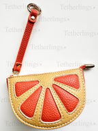 Orange Slice ZipperPpurse Vegan Leather bag Charm