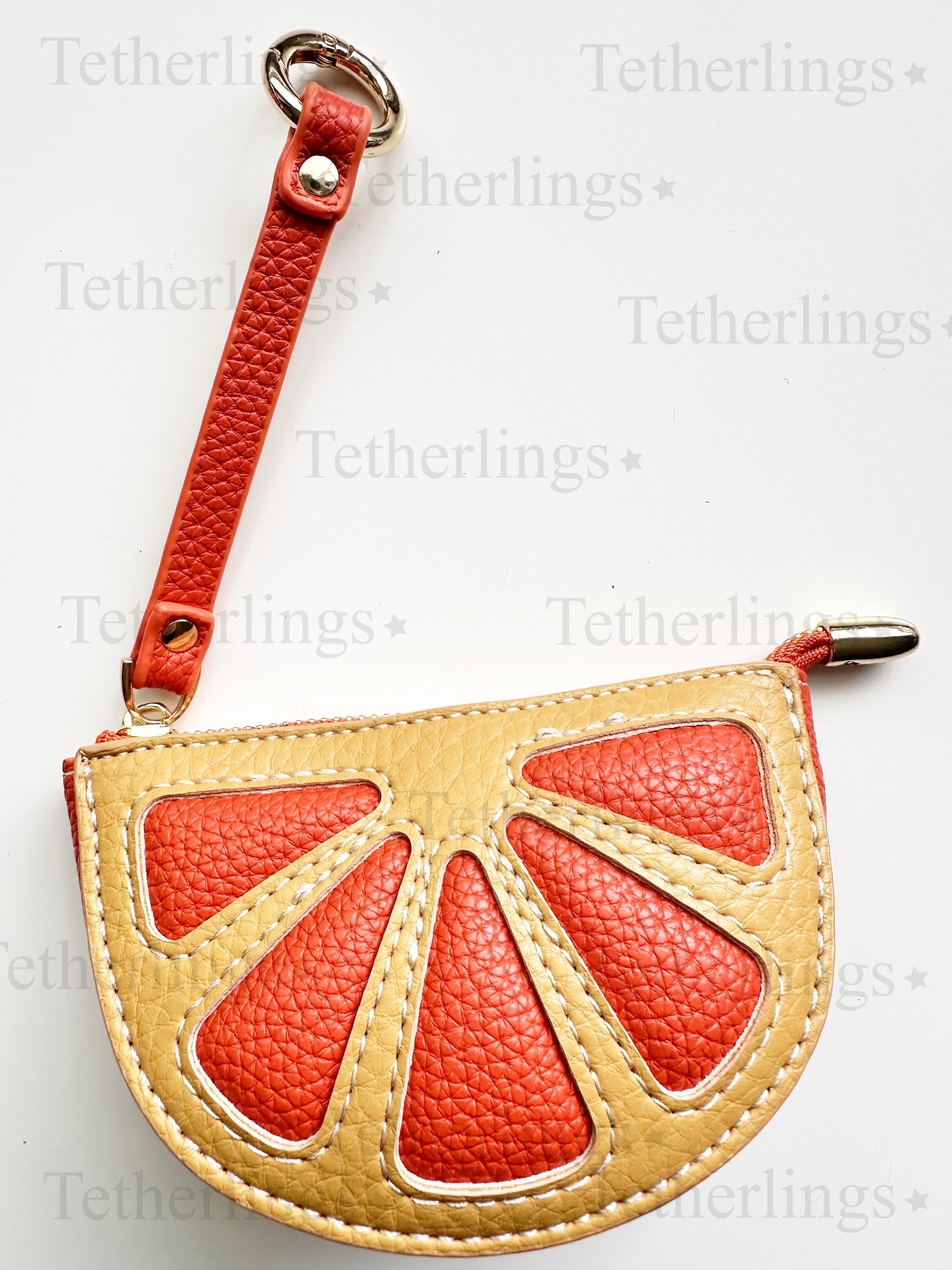 Orange Slice ZipperPpurse Vegan Leather bag Charm