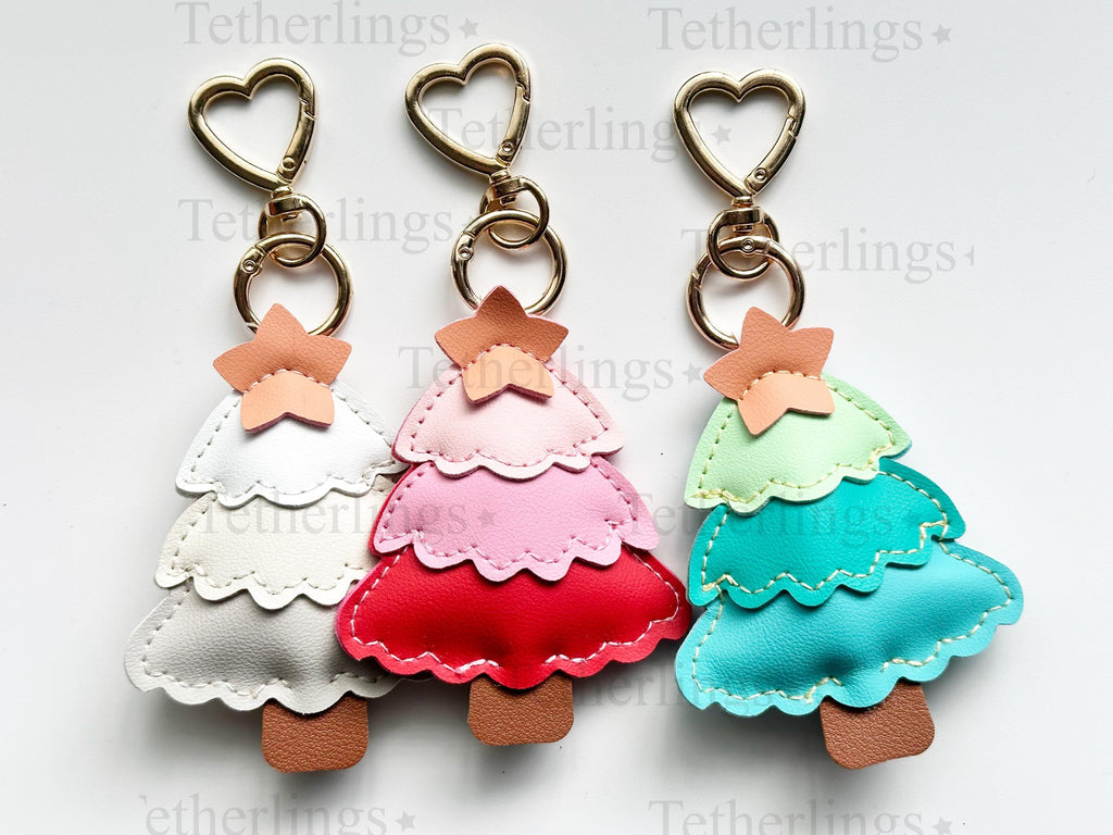 Christmas Tree Handmade Vegan Leather Bag Charm