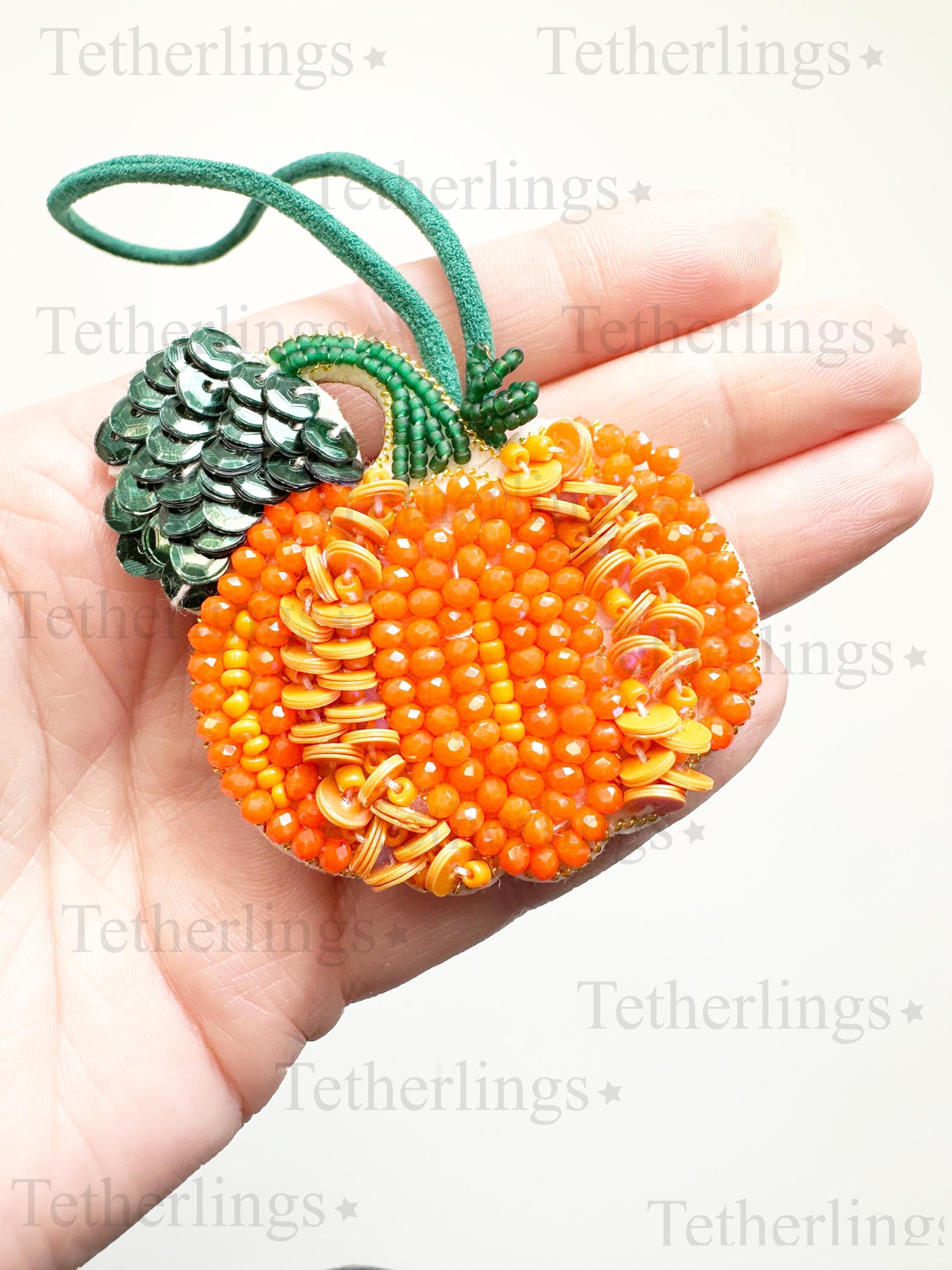 Pumpkin Handmade Beaded Bag Charm