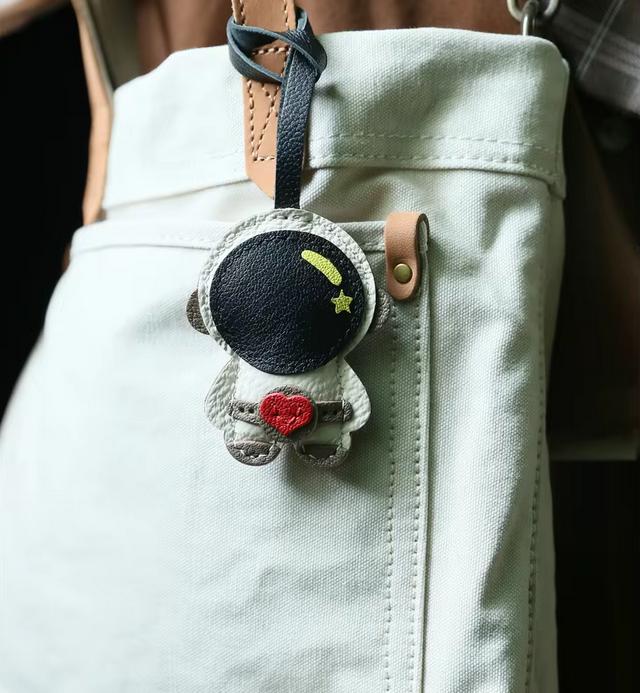 Cute Space Astronaut Handmade Genuine Leather Bag Charm