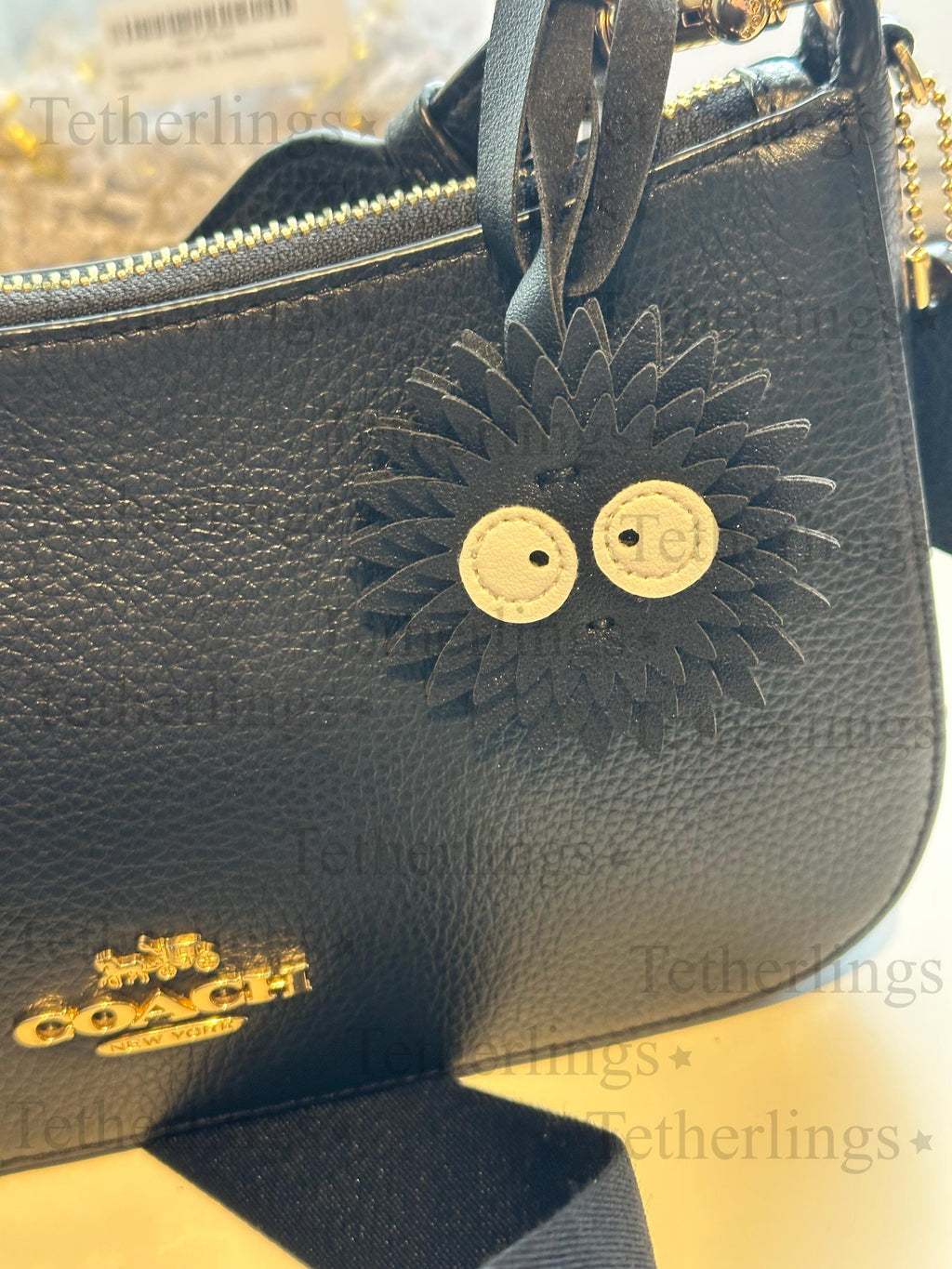 Dust Bunny Soot Sprite Vegan Leather Bag Charm