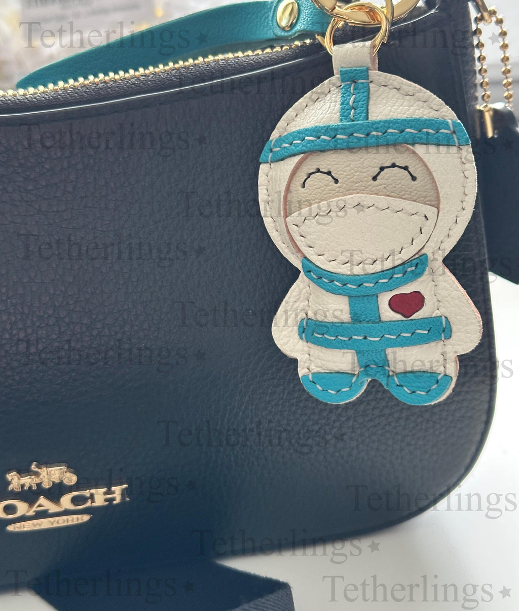Healthcare Worker Nurse Doctor Handmade Genuine Leather Bag Charm Keychain