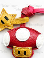 Magic Mushroom Cartoon Star Handmade Genuine Leather Bag Charm