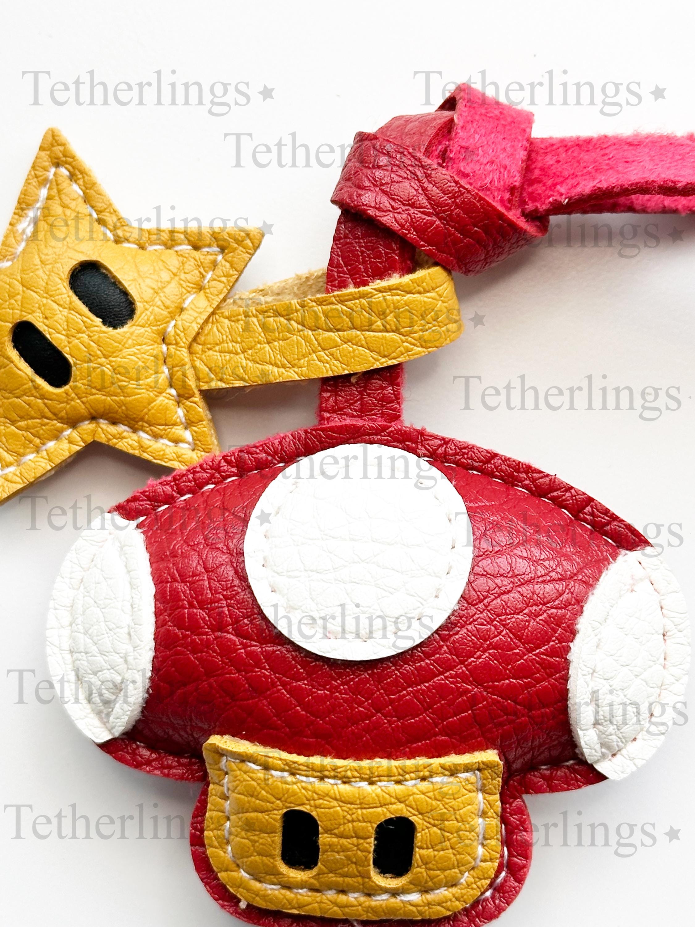 Magic Mushroom Cartoon Star Handmade Genuine Leather Bag Charm