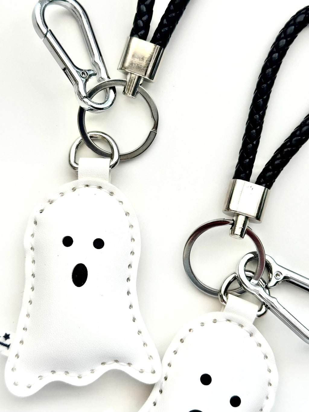 Cute Spooky Ghost Halloween Handmade Vegan Leather Bag Charm Keychain