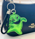 SHIPS QUICK From The US! Exclusive Oogie Boogie Green Halloween Ghoul Vegan Leather, Handmade Bag Charm, Leather Handbag Purse Key Chain