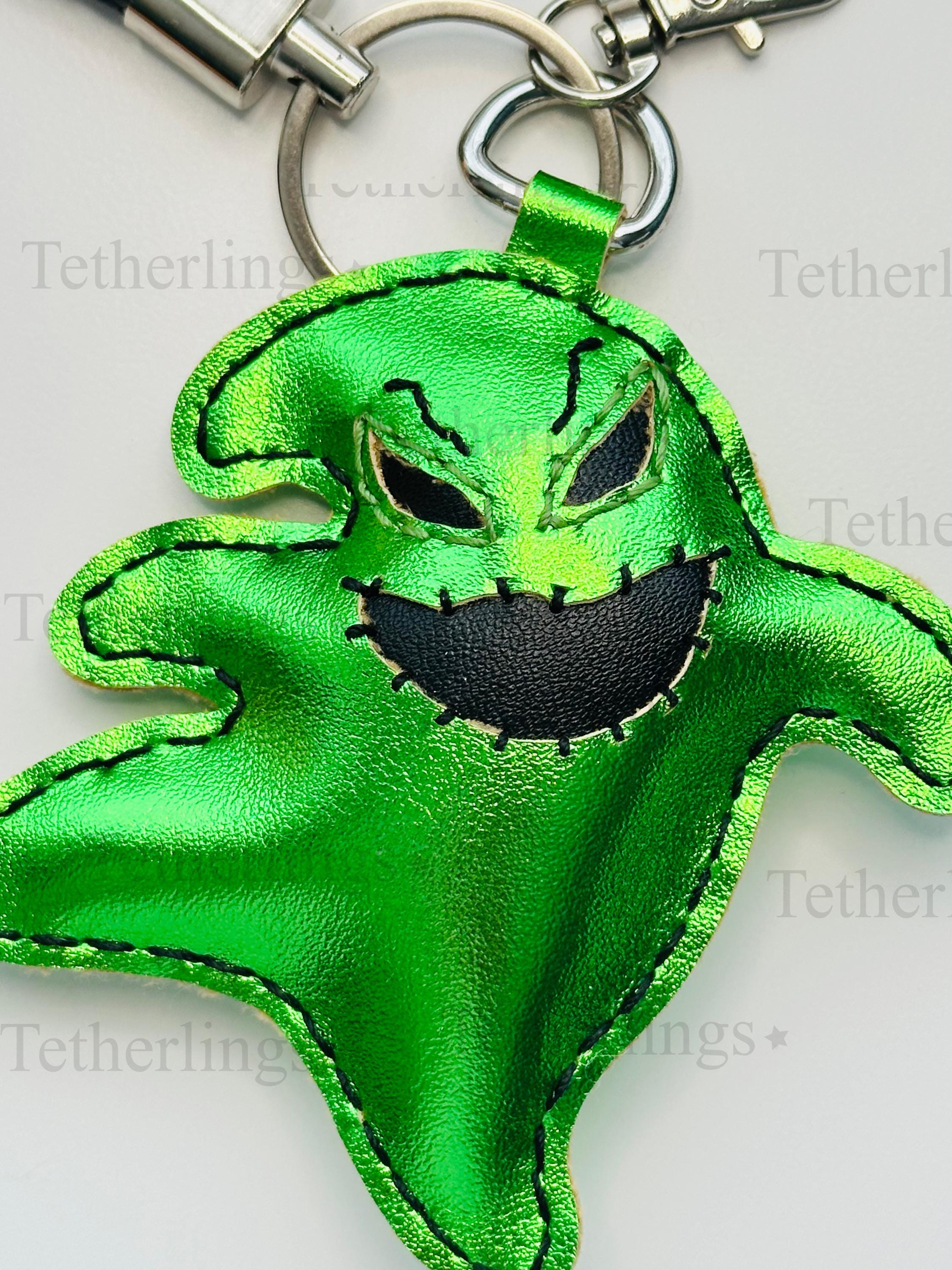 SHIPS QUICK From The US! Exclusive Oogie Boogie Green Halloween Ghoul Vegan Leather, Handmade Bag Charm, Leather Handbag Purse Key Chain