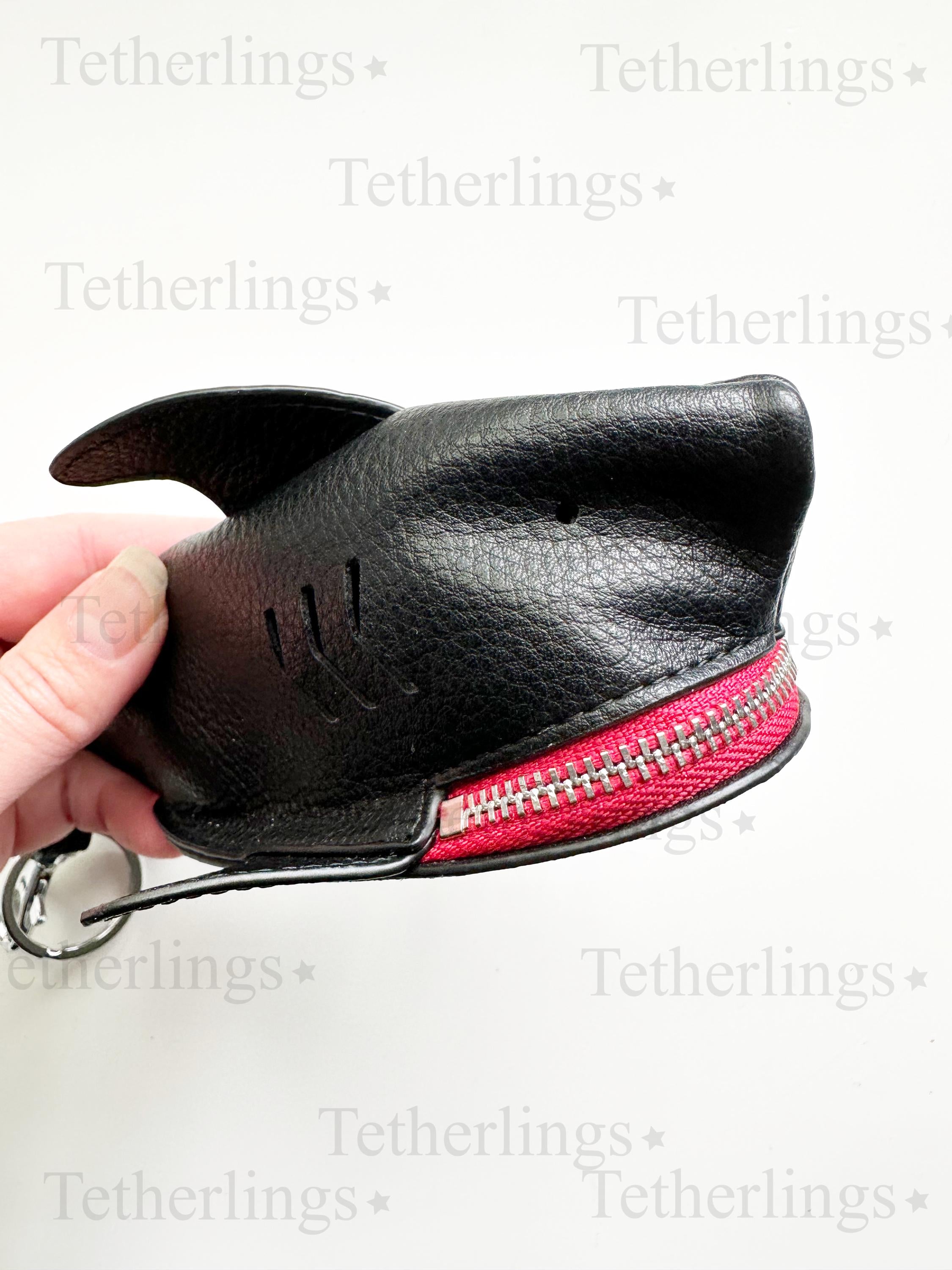 Large Shark Key Holder Handmade Genuine Leather Bag Charm Keychain