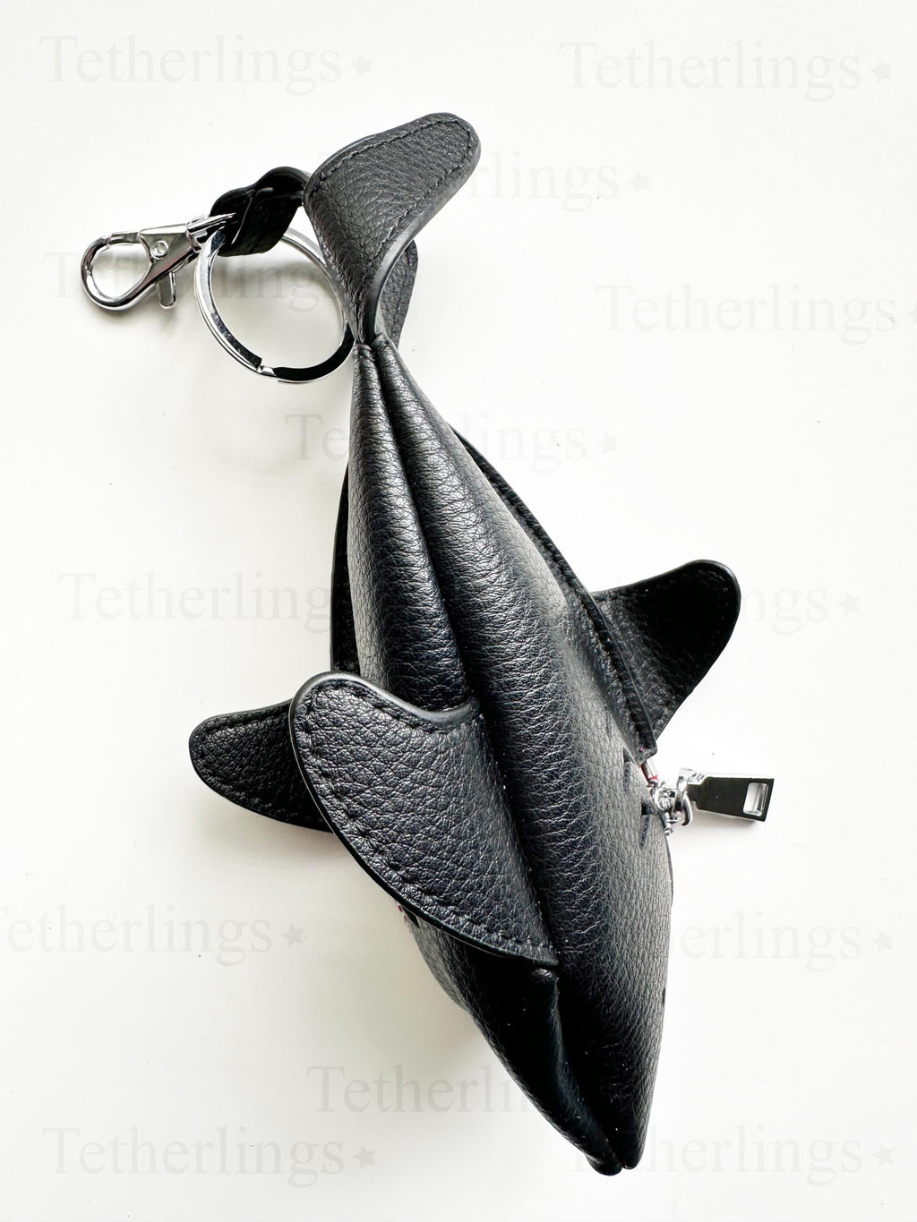 Large Shark Key Holder Handmade Genuine Leather Bag Charm Keychain