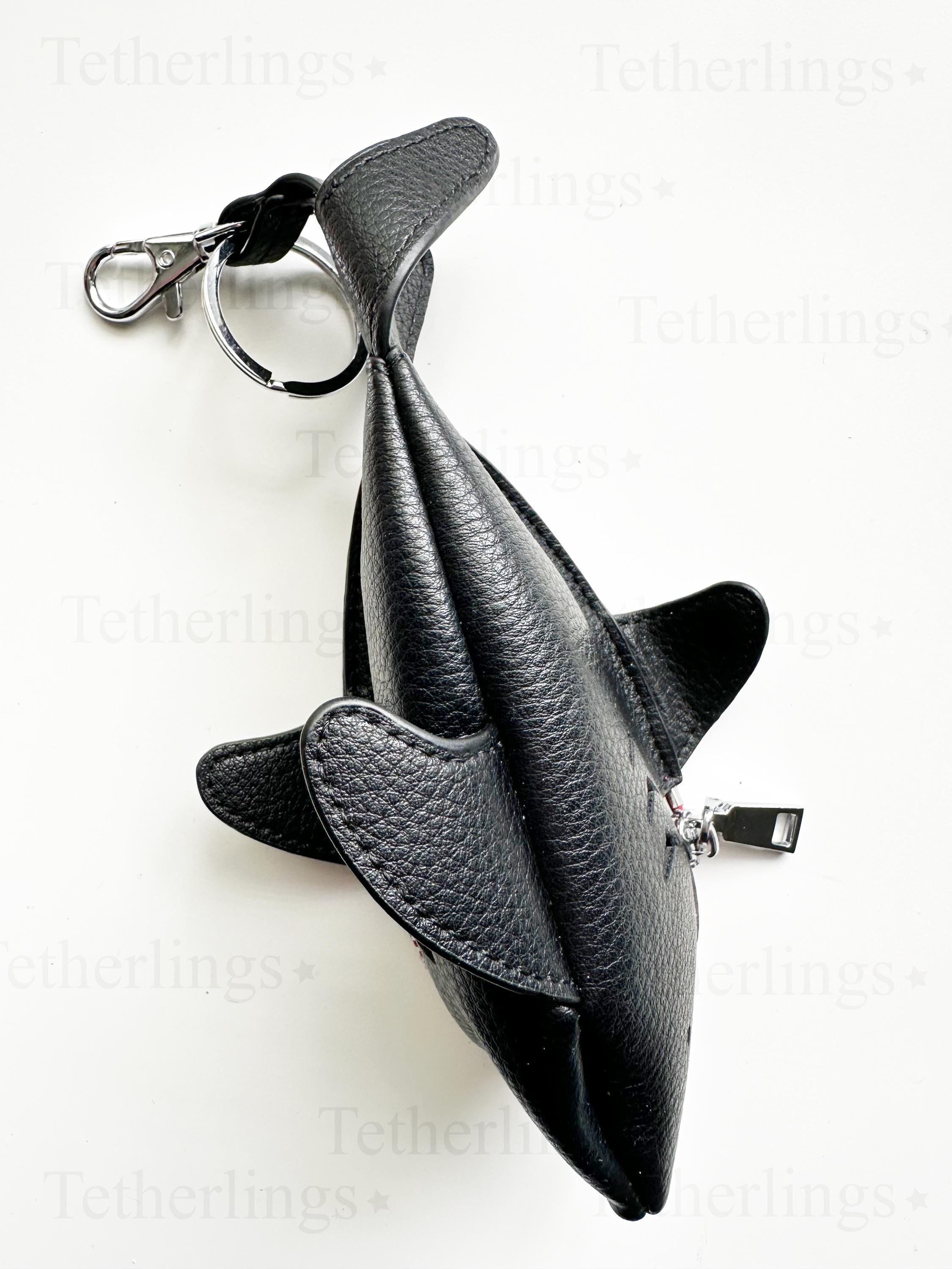 Large Shark Key Holder Handmade Genuine Leather Bag Charm Keychain