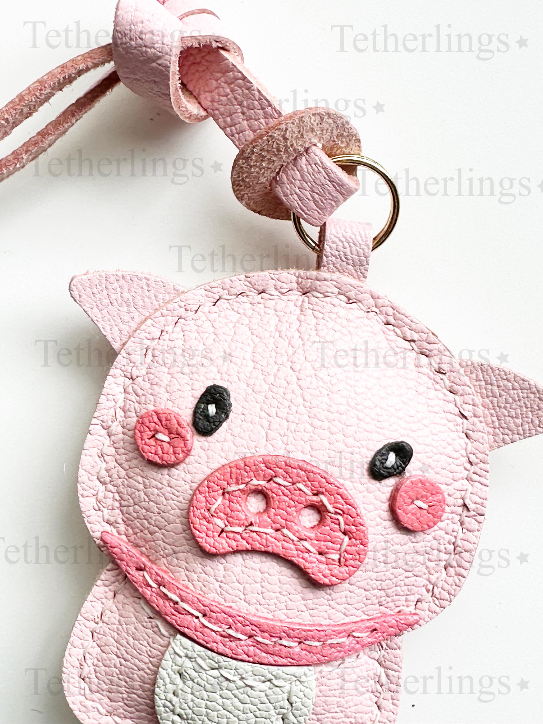 Piggies Piglet Pig Cute Handmade Genuine Leather Charm
