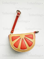 Orange Slice ZipperPpurse Vegan Leather bag Charm