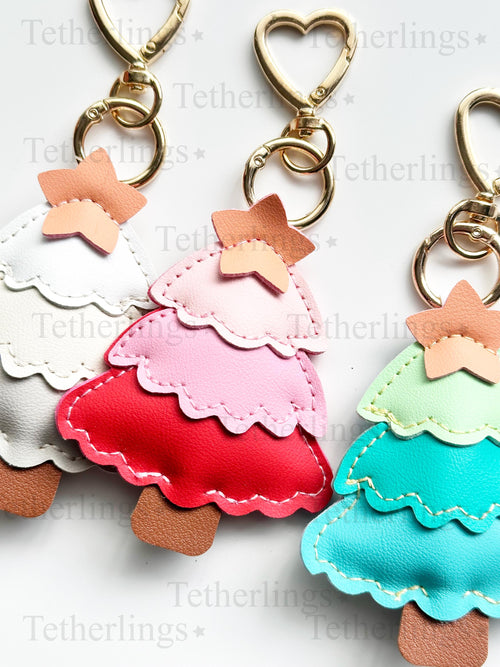 Christmas Tree Handmade Vegan Leather Bag Charm