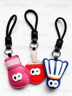 Sports Vegan Leather Bag Charm Ping Pong Boxing Badminton