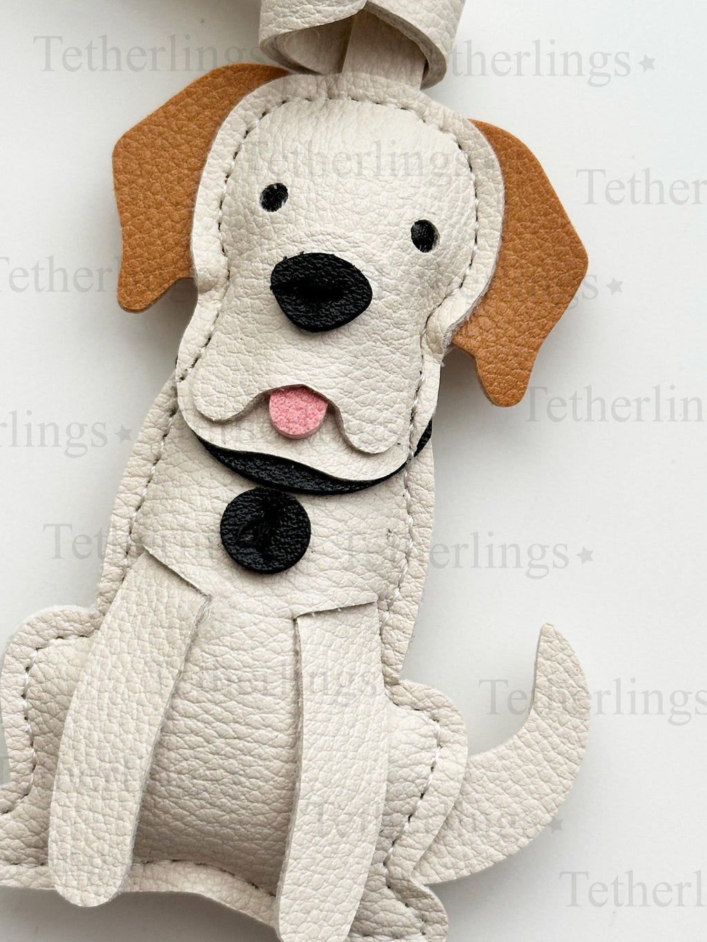 Labrador Dog Puppy White Yellow Lab Handmade Vegan Leather Bag Charm