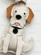 Labrador Dog Puppy White Yellow Lab Handmade Vegan Leather Bag Charm
