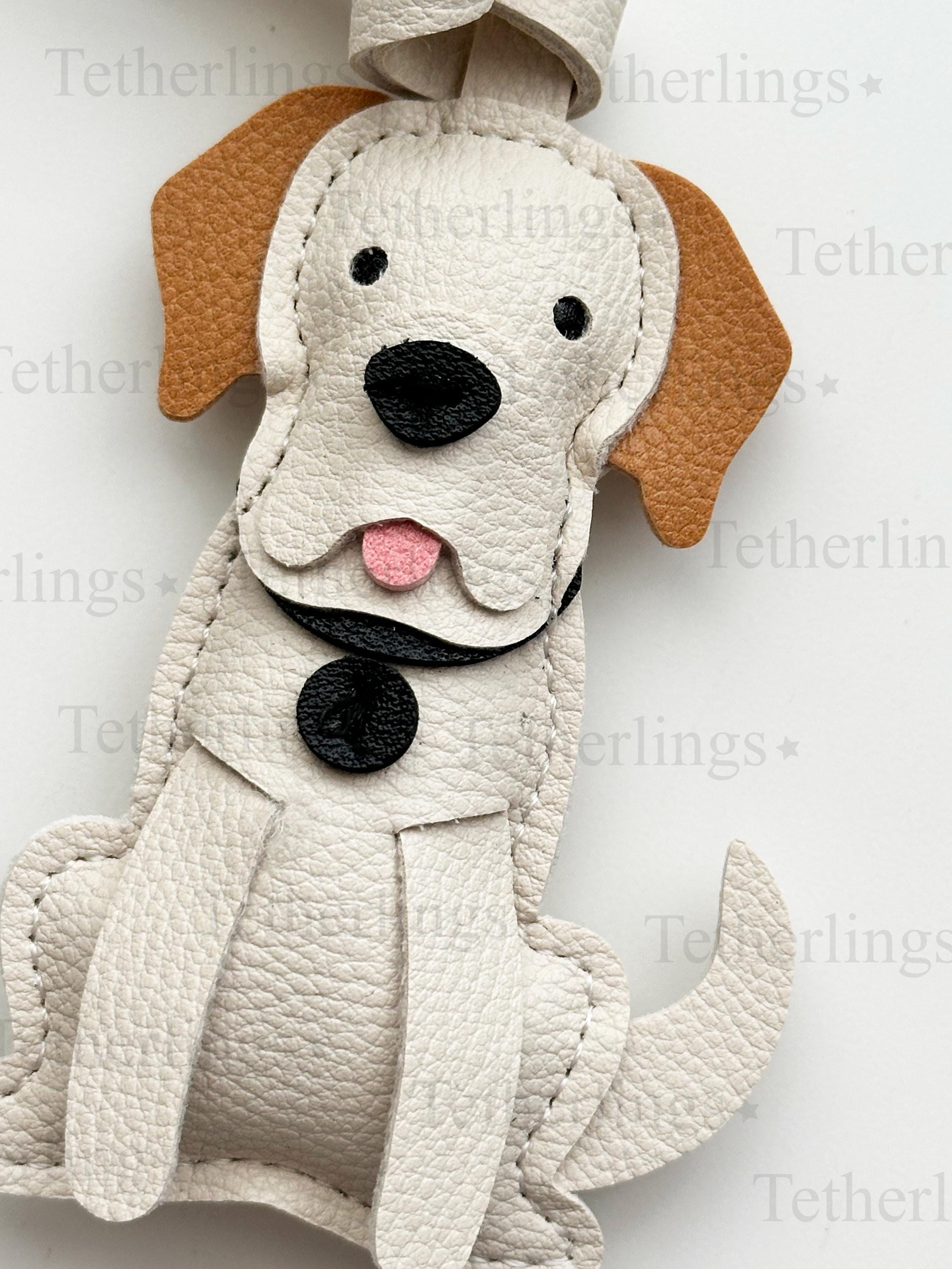 Labrador Dog Puppy White Yellow Lab Handmade Vegan Leather Bag Charm