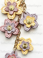 Double Sided Flower Spring Keychain Genuine Leather Bag Charm