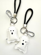 Cute Spooky Ghost Halloween Handmade Vegan Leather Bag Charm Keychain