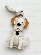 Labrador Dog Puppy White Yellow Lab Handmade Vegan Leather Bag Charm