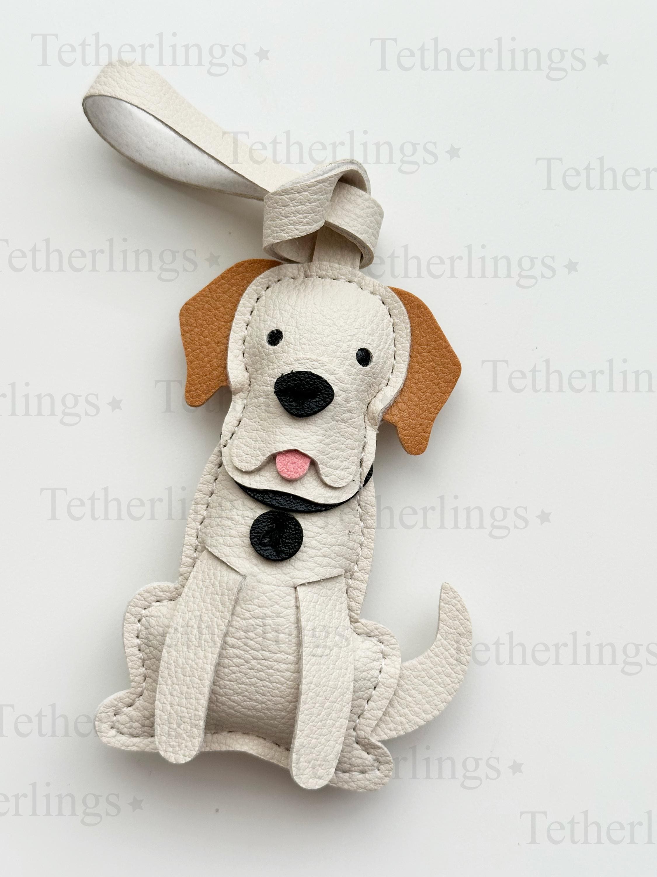 Labrador Dog Puppy White Yellow Lab Handmade Vegan Leather Bag Charm