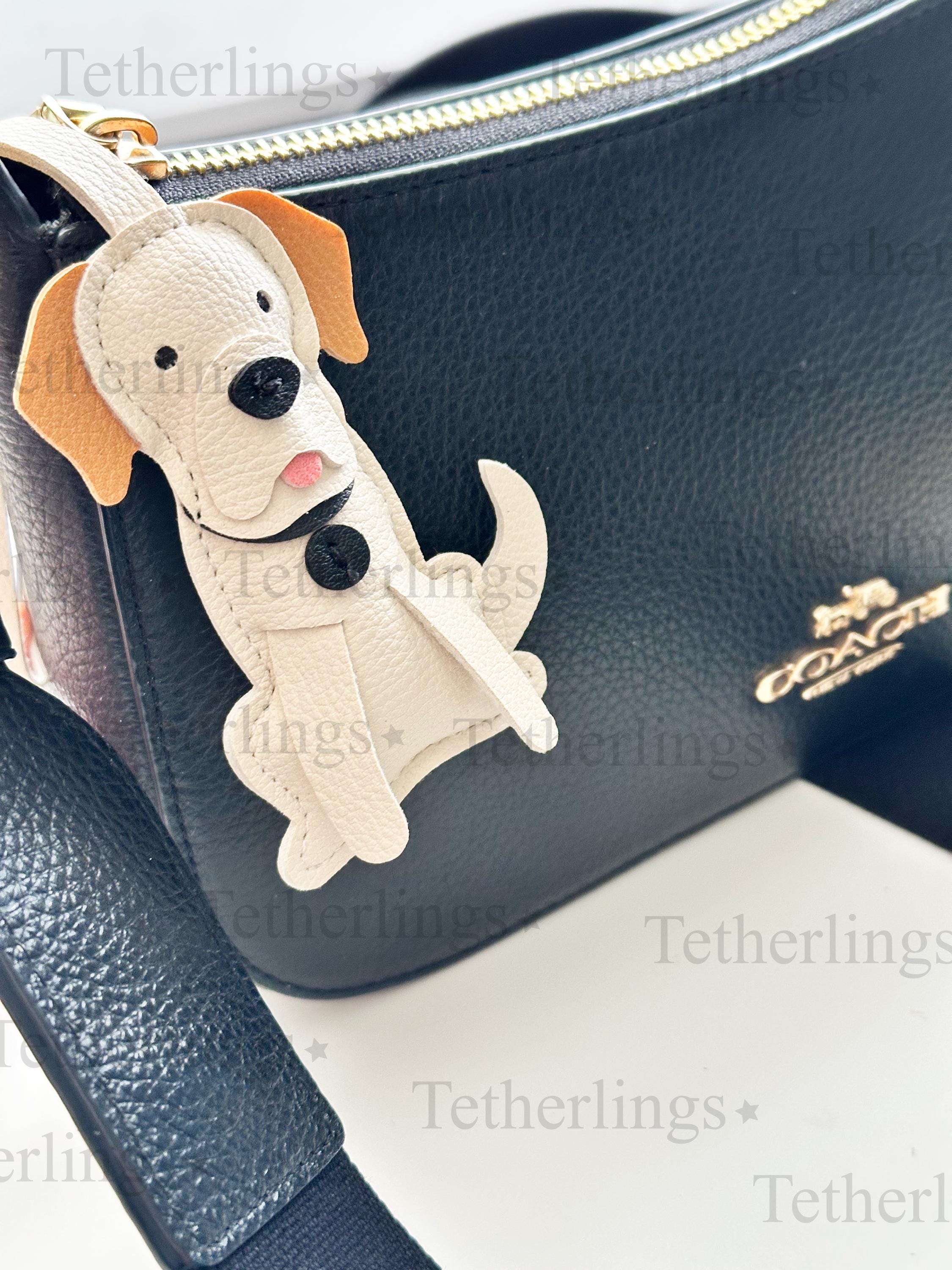 Labrador Dog Puppy White Yellow Lab Handmade Vegan Leather Bag Charm
