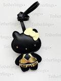 Black and Gold Hello Kitty Vegan Leather Bag Charm