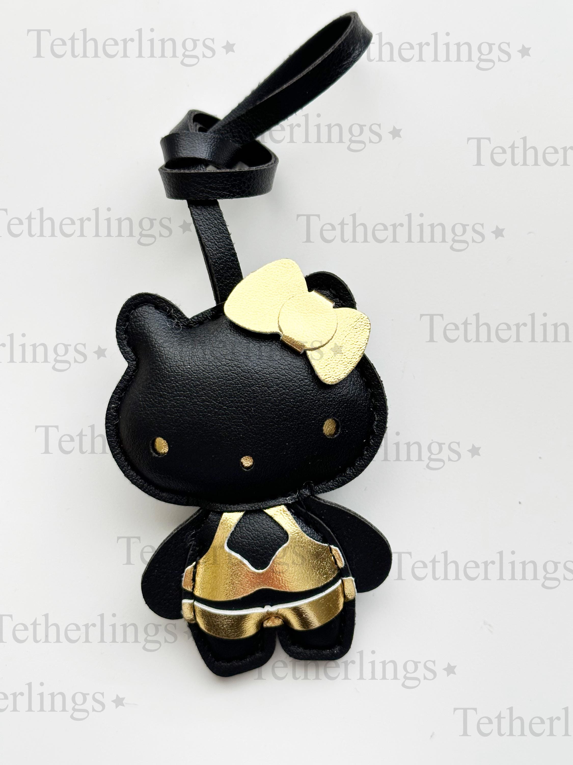 Black and Gold Hello Kitty Vegan Leather Bag Charm