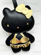 Black and Gold Hello Kitty Vegan Leather Bag Charm