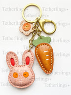 Bunny Easter Spring Chain Charm Genuine Leather Bag Charm Keychain