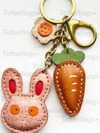 Bunny Easter Spring Chain Charm Genuine Leather Bag Charm Keychain