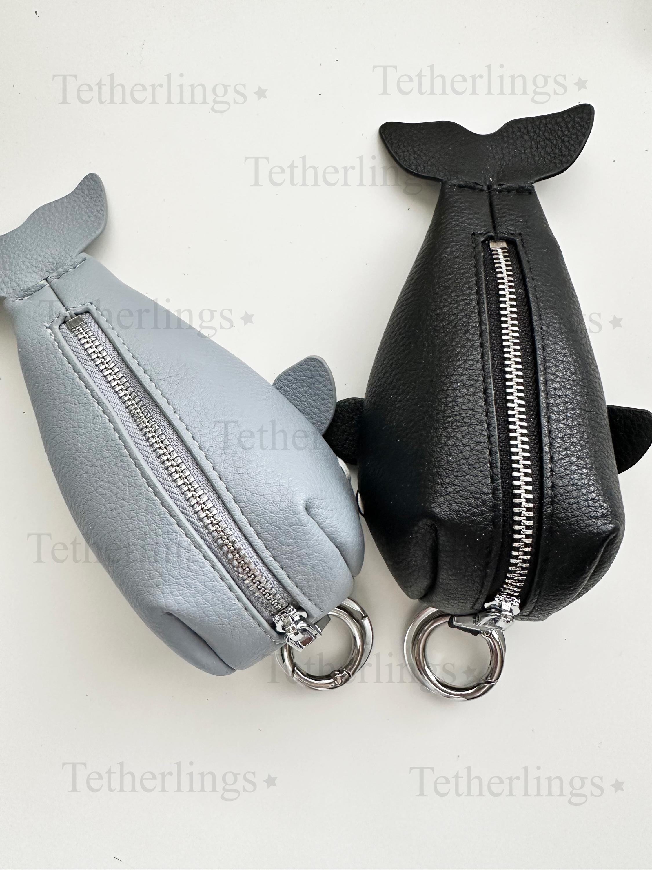 Large Whale Key Holder Handmade Genuine Leather Charm, Keychain