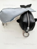 Large Whale Key Holder Handmade Genuine Leather Charm, Keychain