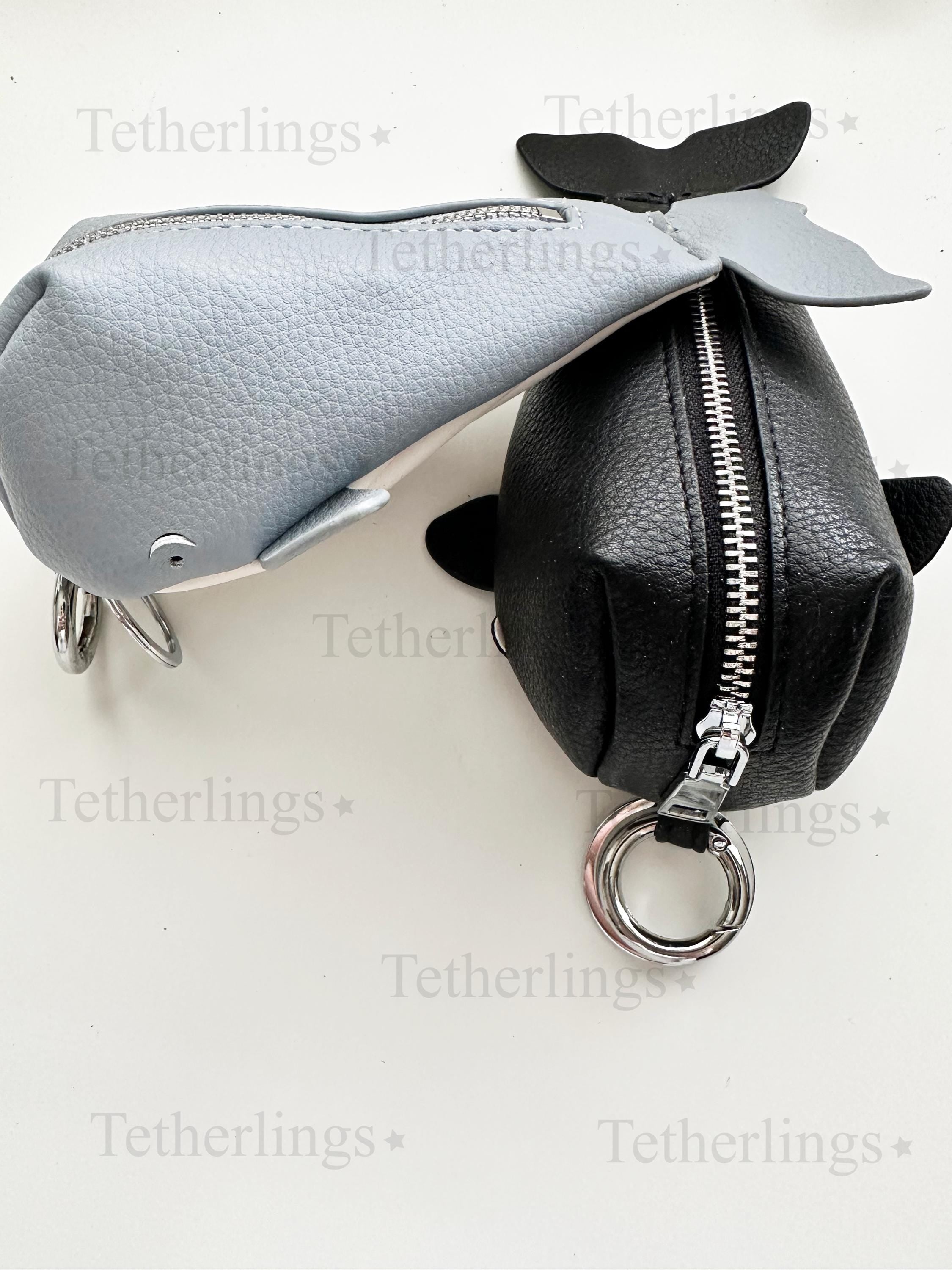 Large Whale Key Holder Handmade Genuine Leather Charm, Keychain